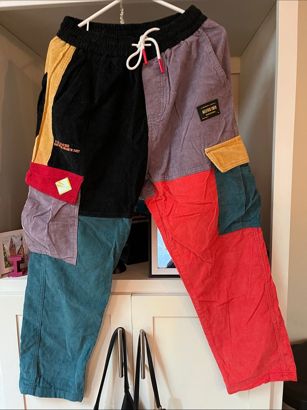 Aelfric Eden Patchwork Corduroy Pants in Black, Red, Teal, Purple, Yellow